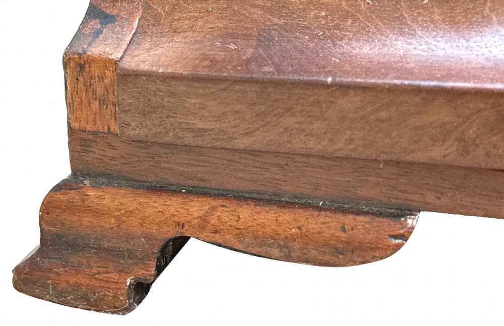 An antique Georgian mahogany toilet mirror featuring a pivoting arched glass frame set above a box base with three drawers and brass fittings. View XII
