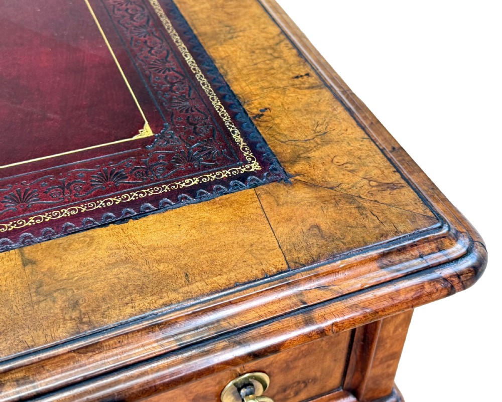 Fine Quality 19th Century Burr Walnut Pedestal Desk View VIII