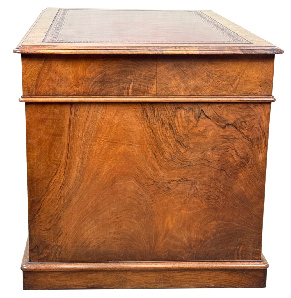 Fine Quality 19th Century Burr Walnut Pedestal Desk View IX