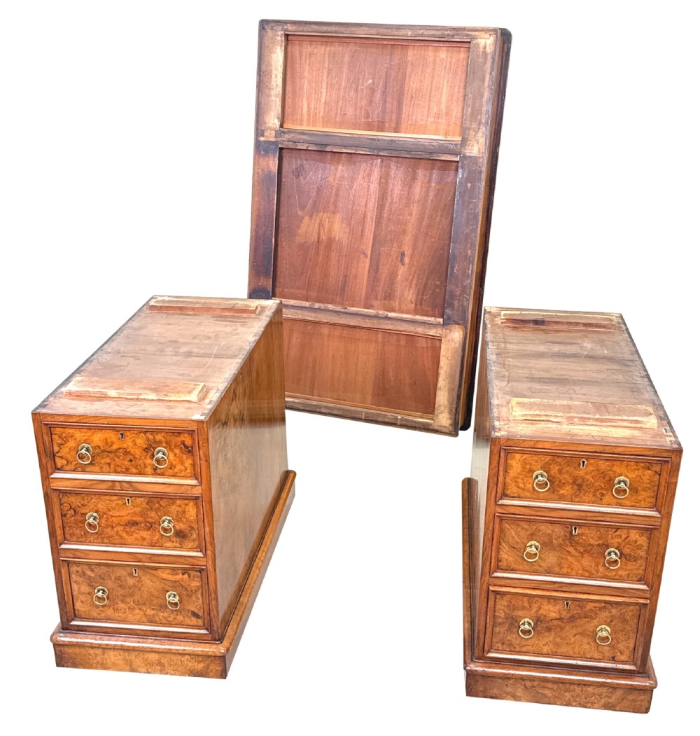 Fine Quality 19th Century Burr Walnut Pedestal Desk View XIII