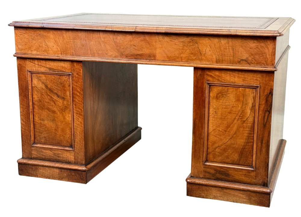 Fine Quality 19th Century Burr Walnut Pedestal Desk View XIV