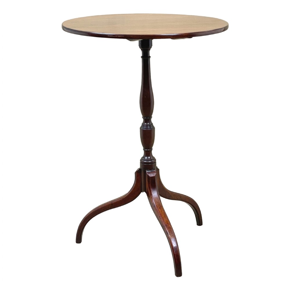 A Regency mahogany wine table featuring a flat circular top raised on a turned column and a three-legged tripod base. View VIII