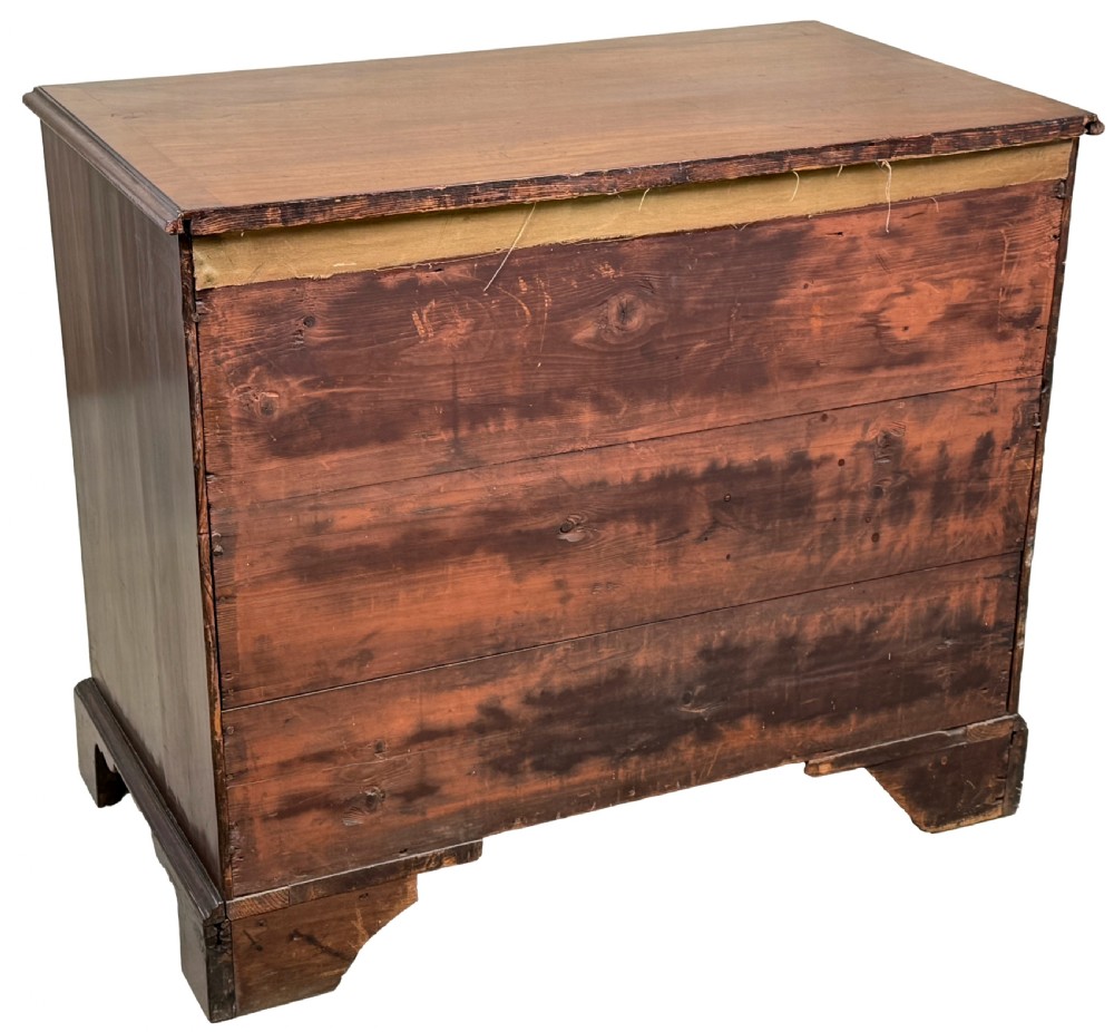 An 18th-century Chippendale mahogany chest of drawers featuring a two-over-three drawer configuration, brass swan-neck handles, keyhole escutcheons, and bracket feet. View VIII