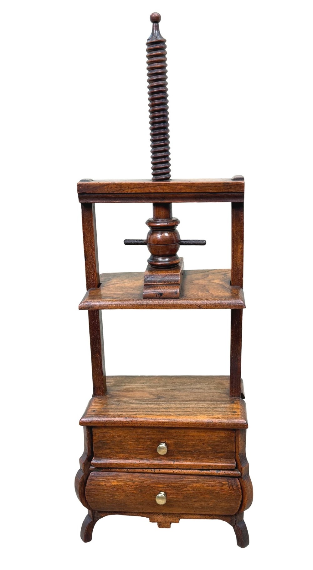 19th Century Dutch Walnut Miniature Book Press View XII