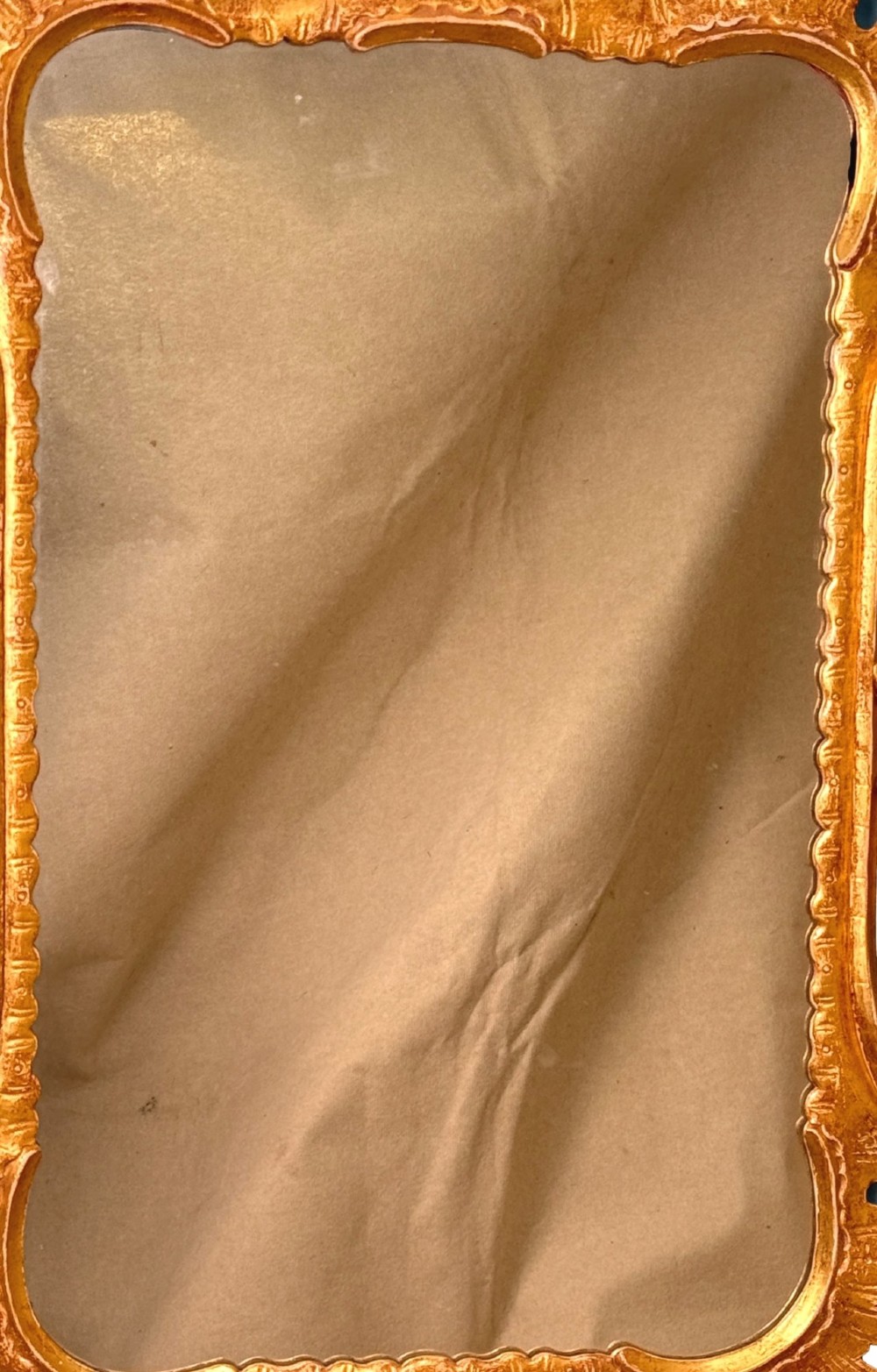 A pair of 18th-century Chippendale style giltwood wall mirrors featuring carved Rococo scroll frames topped with bird crests. View VII