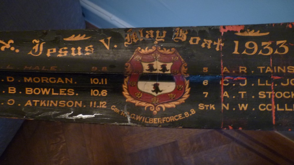 Antique Wooden Oar From Jesus College Cambridge