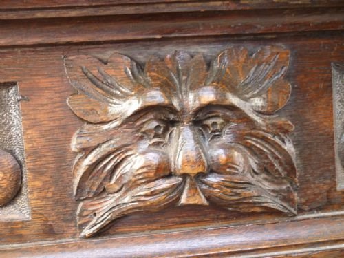 Carved Oak Victorian Green Man Dining Table
