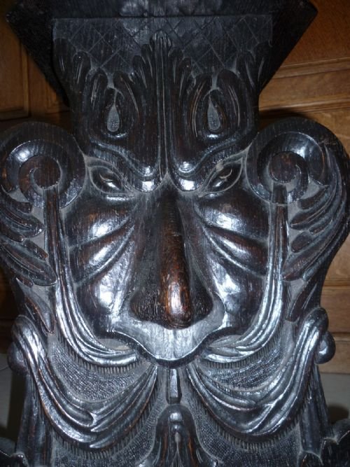Pair of Heavily Carved Victorian Oak Chairs