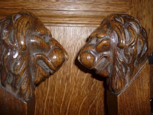 Carved Oak 19th Century Church Gothic Dining Chairs