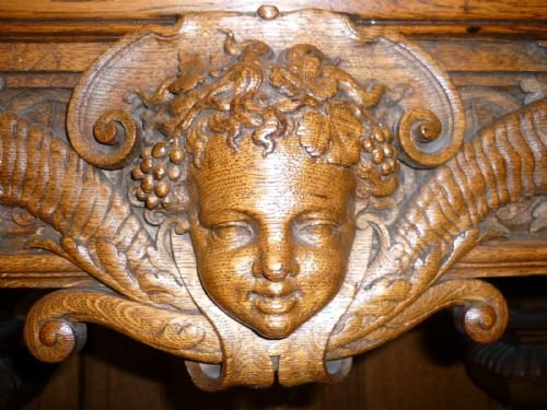 Carved Oak Victorian Cherub Hall Table