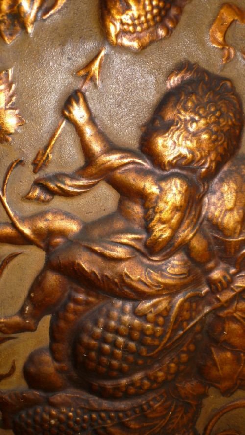 19th Century Walnut Gilt Embossed Screen