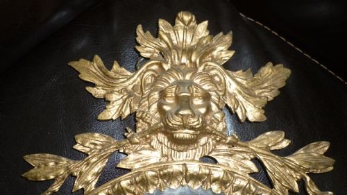 Victorian Gilt Metal Lion Head Mirror