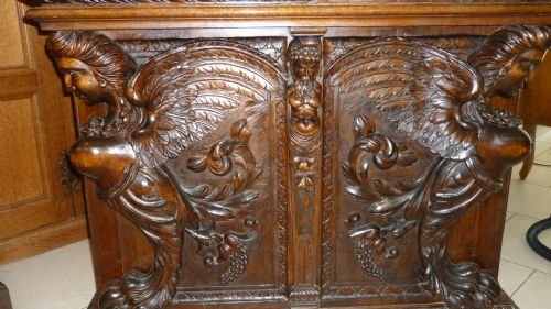 19th Century Carved Winged Angel Walnut Counter Table