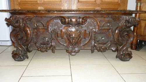 19th Century Italian Cassone Settle Winged Griffins