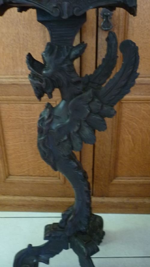 19th Century Carved Winged Griffin Torchere