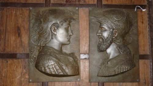 19th Century Renaissance Cast Metal Warrior Panels