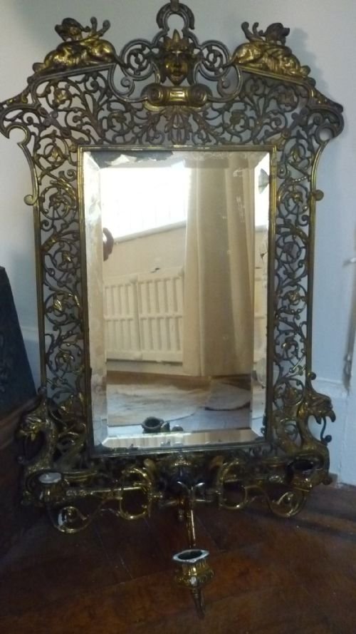 19th Century Griffin Cast Mirror Sconce Wt & S