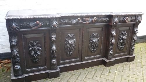 Carved Oak Victorian Sideboard Lion Heads