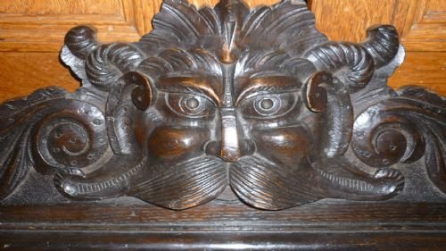 Large 19th Century Carved Oak Green Man Pediment