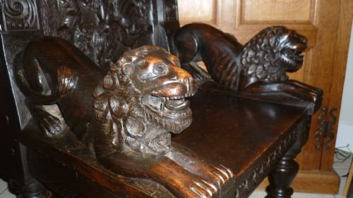 17th Century Carved Oak Chair Armchair Gothic