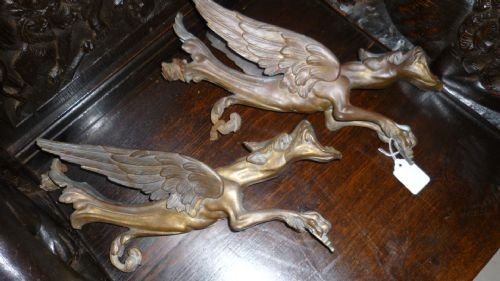 Pair 19th Century Bronze Winged Griffins