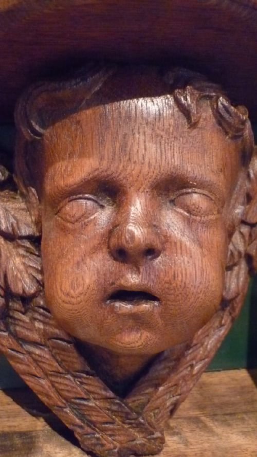 18/ 19th Century Carved Oak Winged Cherub Putto