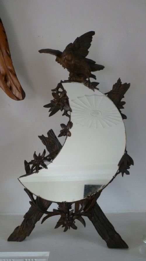 19th Century Black Forest Wooden Bird Mirror