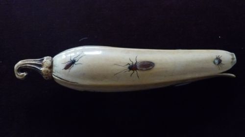 Antique Japanese Ivory Meiji Shibayama Banana Signed