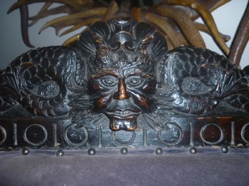 19th Century Carved Mythical Italian Walnut Armchair Chair
