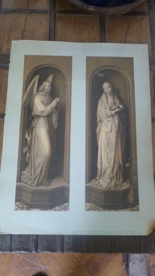 1870 Chromolithograph Arundel Society the Angel Gabriel and the Virgin Annunciate