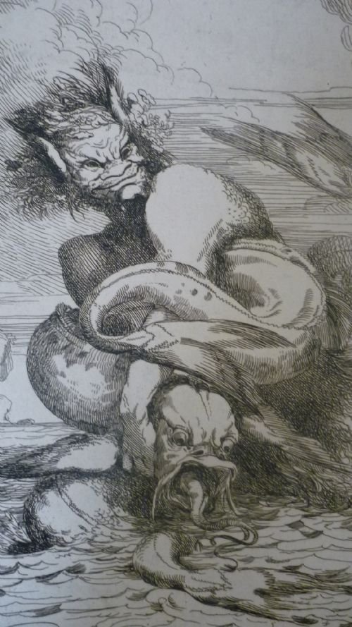 Rare Etching John Hamilton Mortimer Sea Monsters 1778
