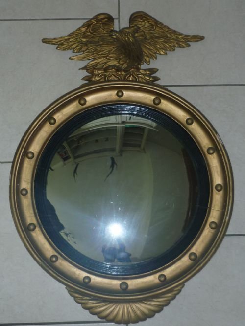 Antique Convex Wooden Convex Mirror