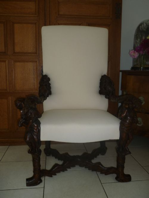 18th Century Andrea Brustolon Carved Walnut Venetian Chair