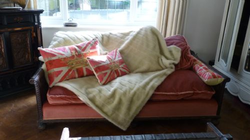 Antique French Double Cane Bergere Sofa