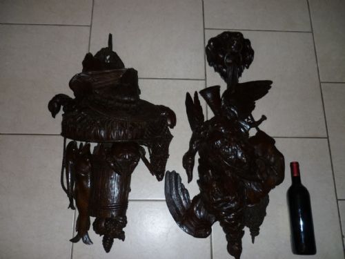 19th Century Carved Oak Black Forest Trophy Panels Plaques