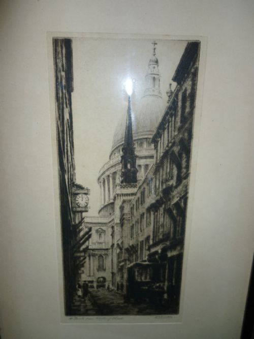 Antique St Pauls Cathedral London Etching K Vernon