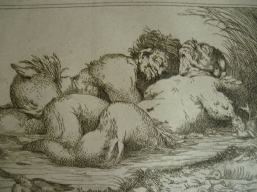 Rare 18th Century Etching John Hamilton Mortimer Sea Monsters 1780