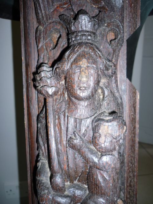 Large 17th Century Caryatid Madonna & Child Cherub Panel