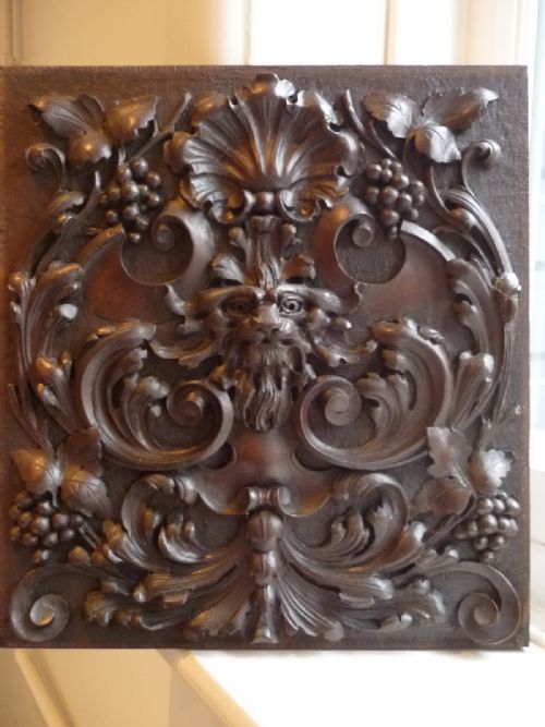 19th Century Carved Lion Panel