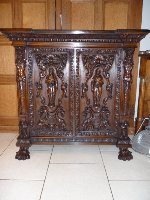 19th Century Walnut Renaissance Cabinet Sideboard