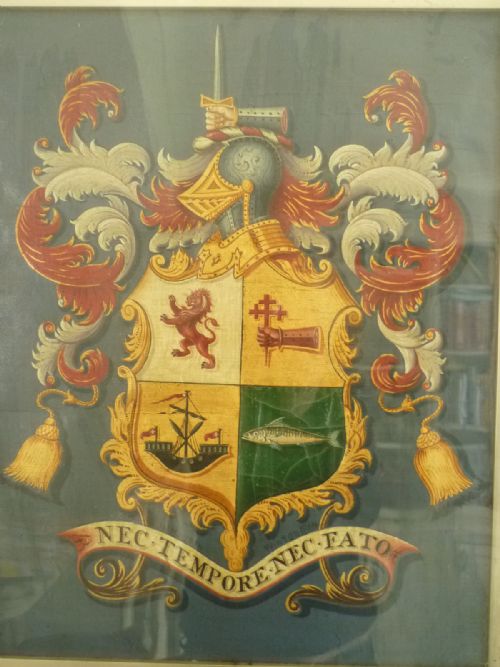 19th Century Oil Painting on Canvas Coat Arms Macdonald Family Signed Dated