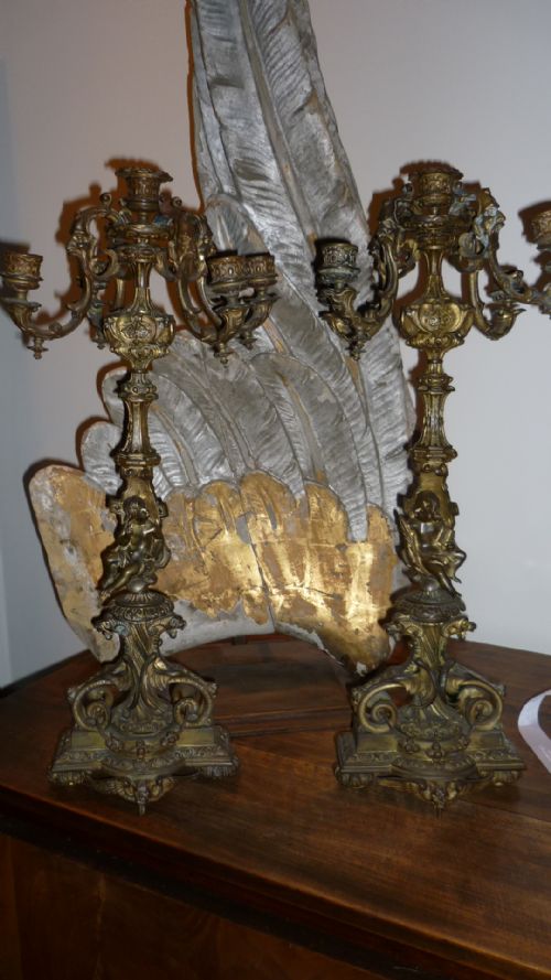 19th Century Gothic Mythical Cherub Candelabras