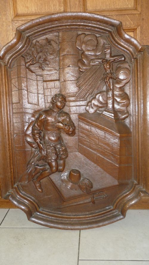 19th Century Antique Carved Oak Religious Panel
