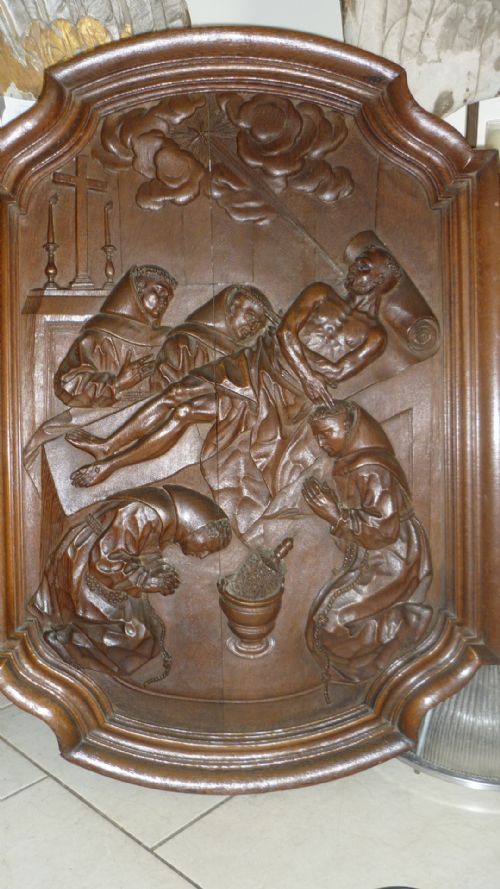 Carved Oak 19th Century Religious Panel Station of the Cross