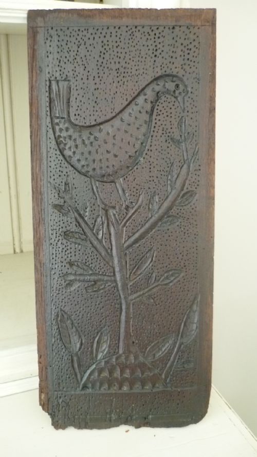 17th Century Carved Oak Panel of a Bird and a Tree of Life