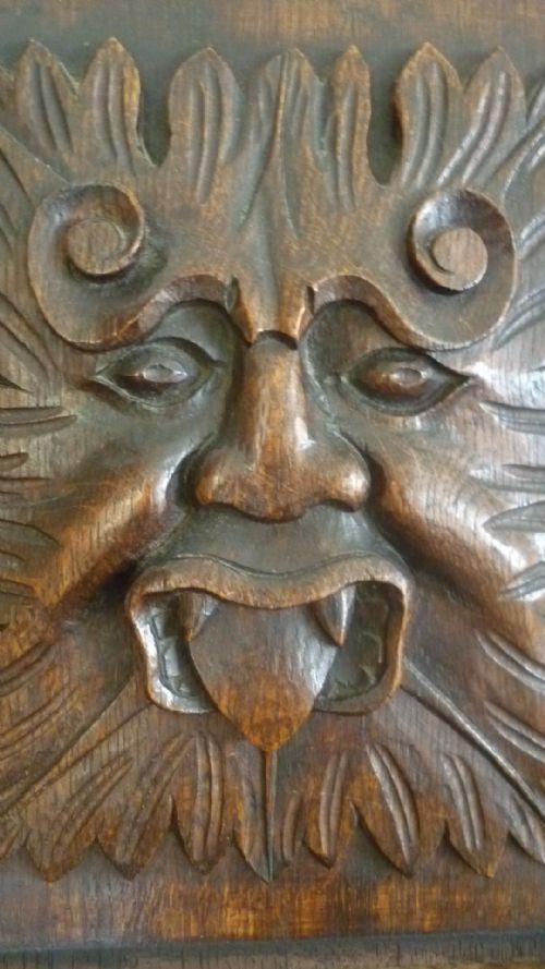 19th Century Carved Oak Panel Green Man