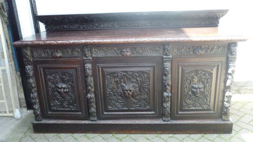 19th Century Carved Oak Sideboard Green Man