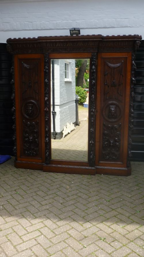 19th Century Carved Oak Wardrobe