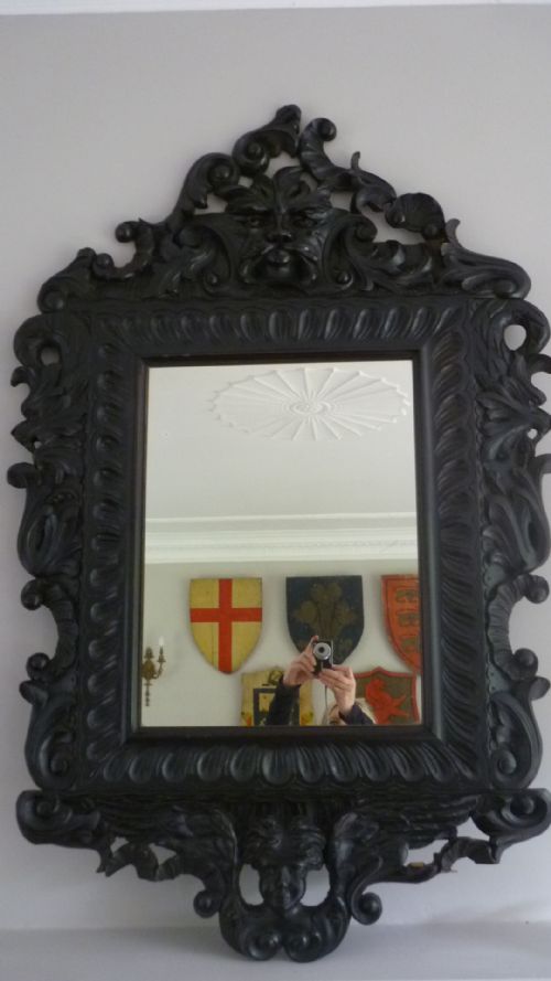 19th Century Carved Oak Green Man Mirror