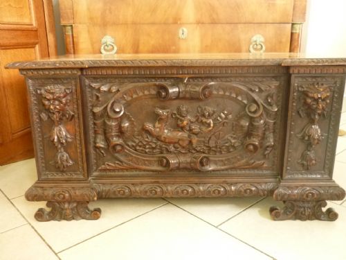 19th Century Carved Renaissance Walnut Cassone